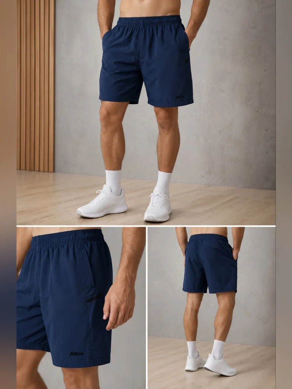 Mitre Men’s Navy Athletic Shorts – Lightweight Breathable Performance